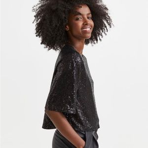 Black sequined top - S